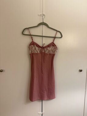 Urban Outfitters Rose Slip Dress with Lace Trim